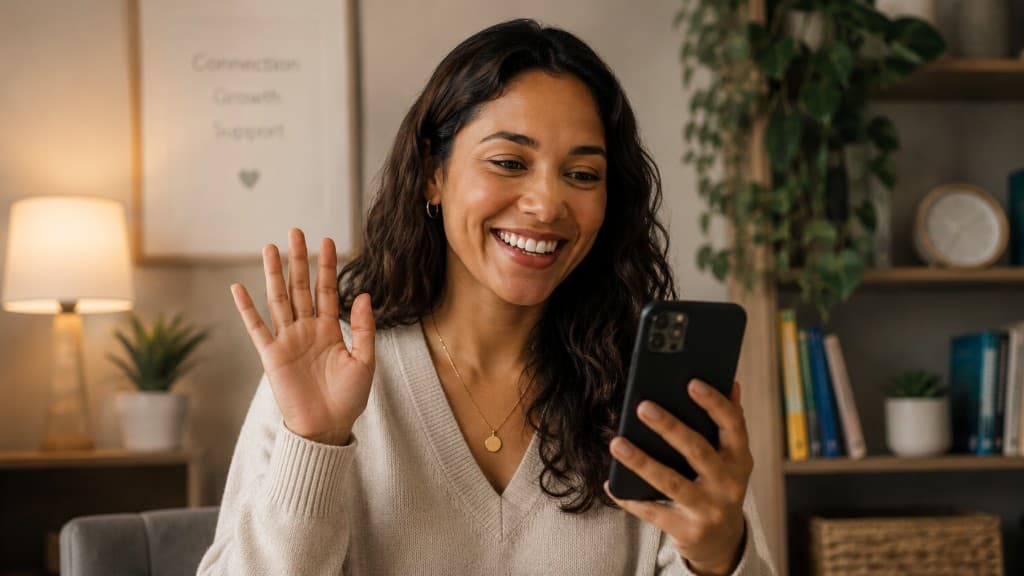Occupational therapist smiling during a virtual consultation